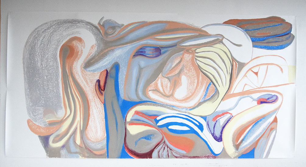 Pastel on the paper, 300 x 150 cm